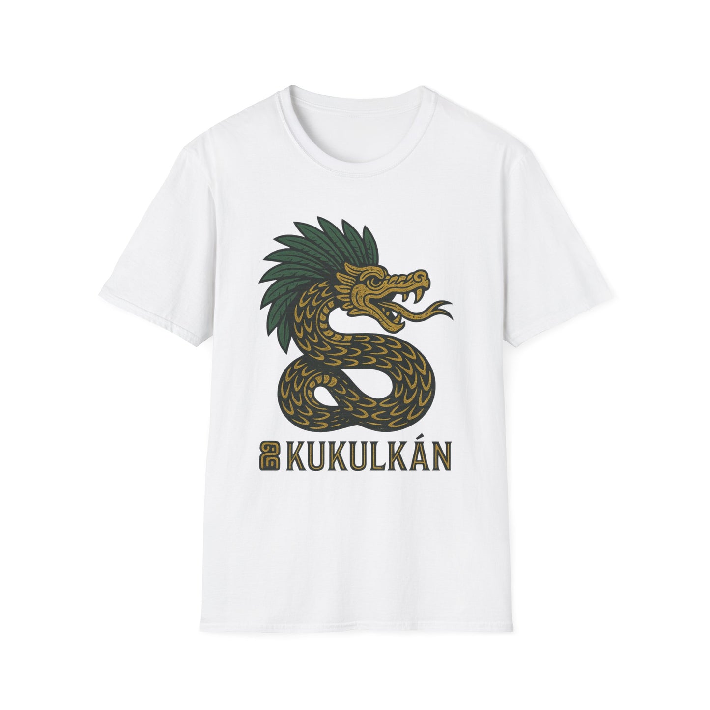 Kukulkan Inspired Unisex Softstyle T-Shirt, Vintage Dragon Tee, Gift for Mythology Lovers, Unique Summer Shirt, Aztec Style Apparel