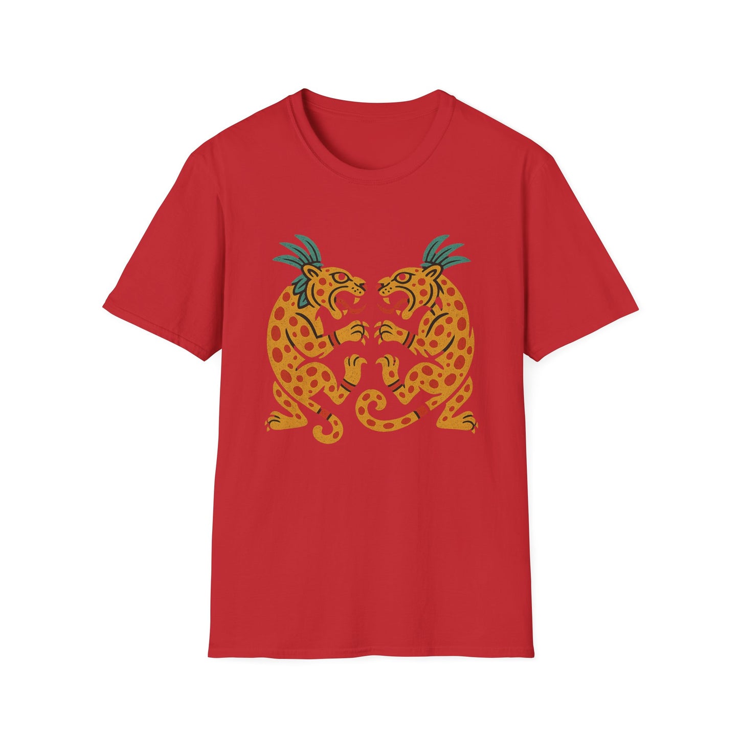 Vibrant Aztec Jaguars Spirit T-Shirt - Bohemian Style Tee, Unisex Graphic Tee, Casual Wear, Gift for Nature Lovers, Festival Outfit