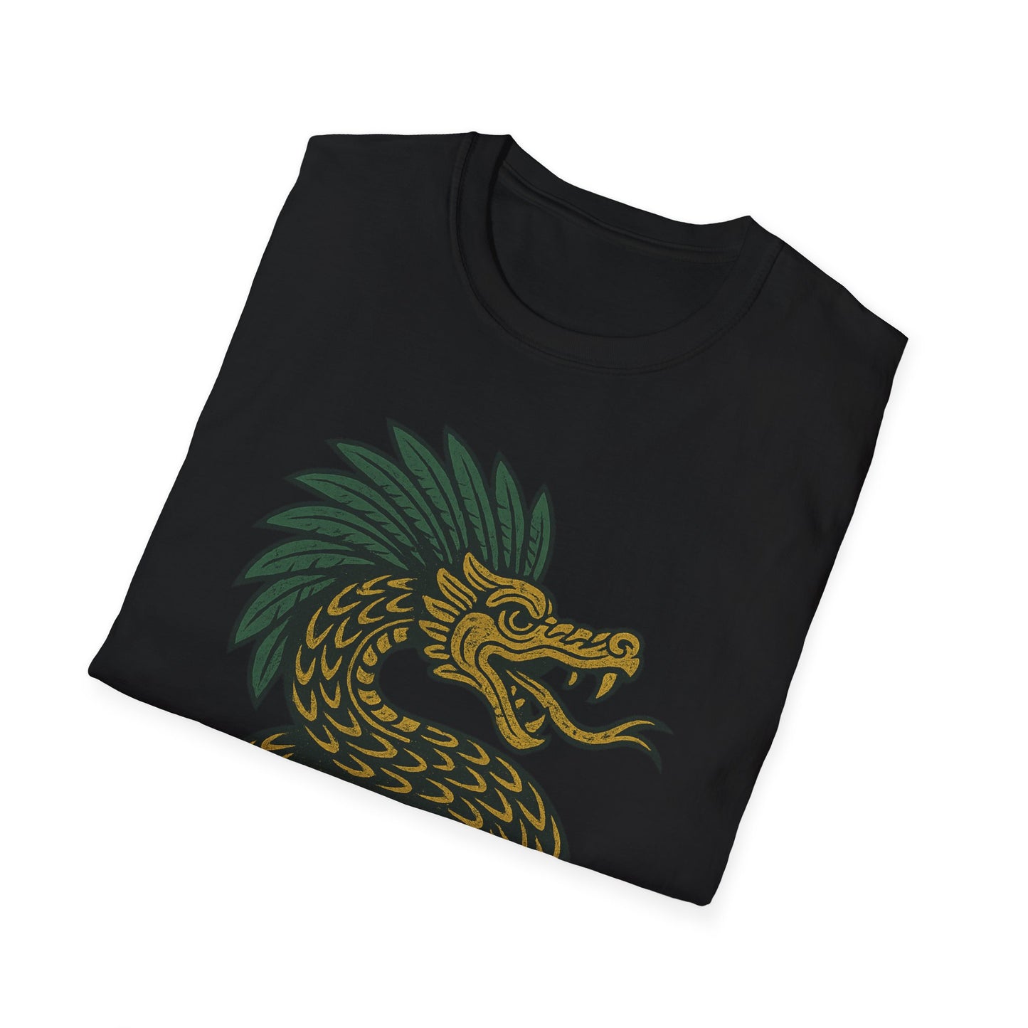 Kukulkan Inspired Unisex Softstyle T-Shirt, Vintage Dragon Tee, Gift for Mythology Lovers, Unique Summer Shirt, Aztec Style Apparel