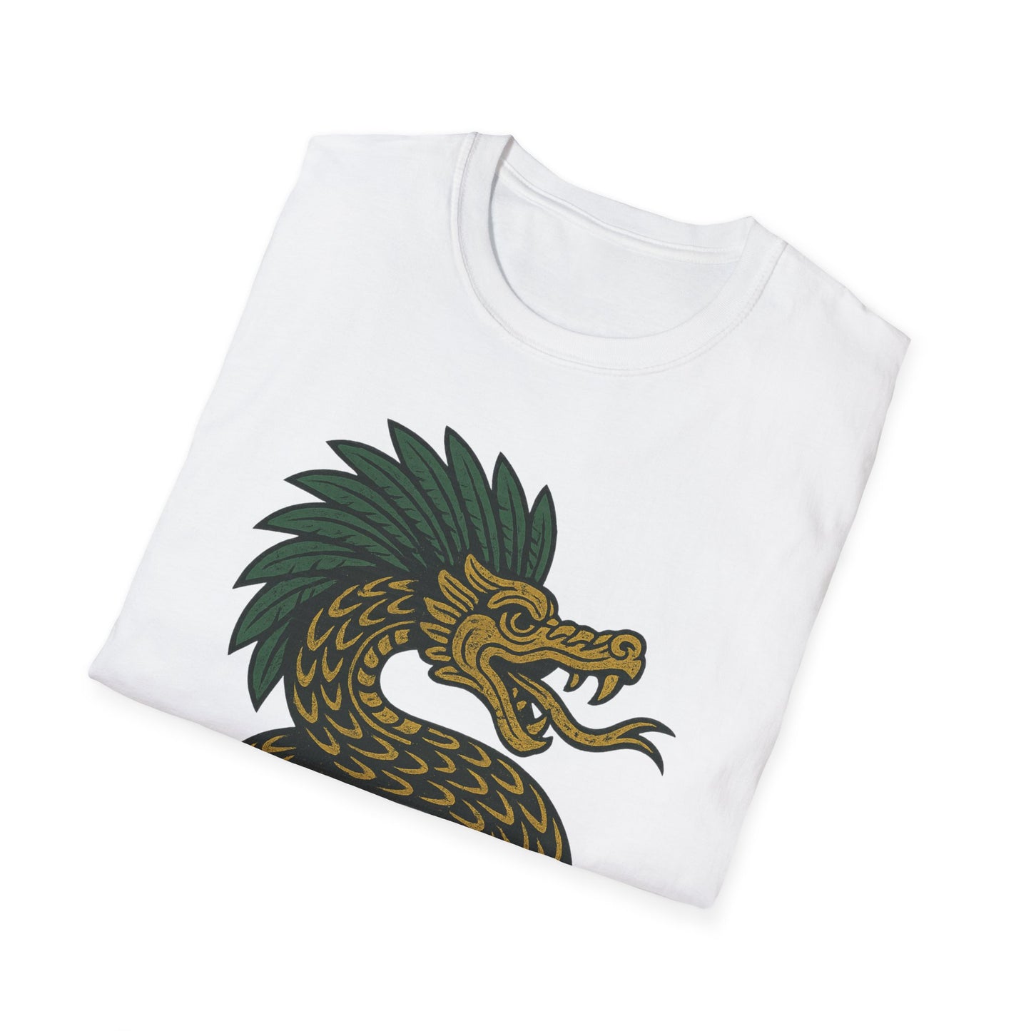 Kukulkan Inspired Unisex Softstyle T-Shirt, Vintage Dragon Tee, Gift for Mythology Lovers, Unique Summer Shirt, Aztec Style Apparel