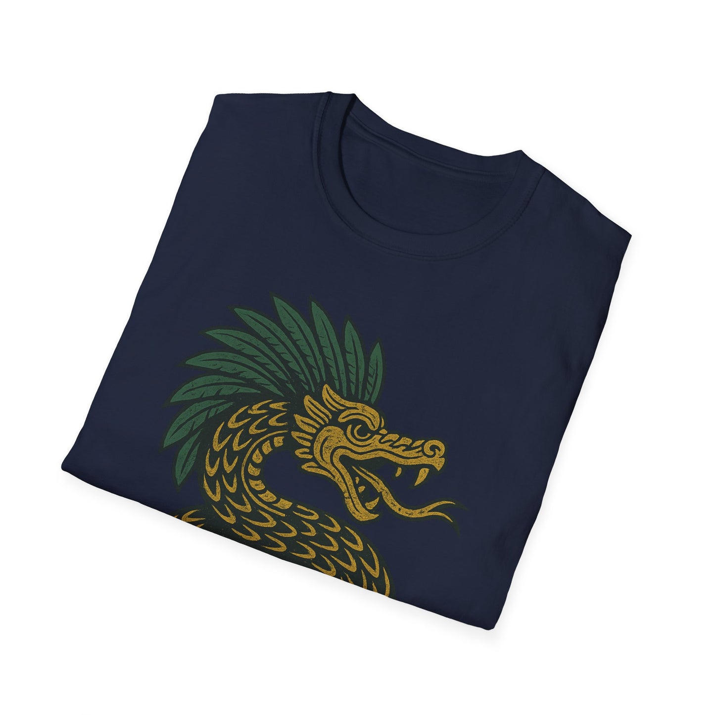 Kukulkan Inspired Unisex Softstyle T-Shirt, Vintage Dragon Tee, Gift for Mythology Lovers, Unique Summer Shirt, Aztec Style Apparel