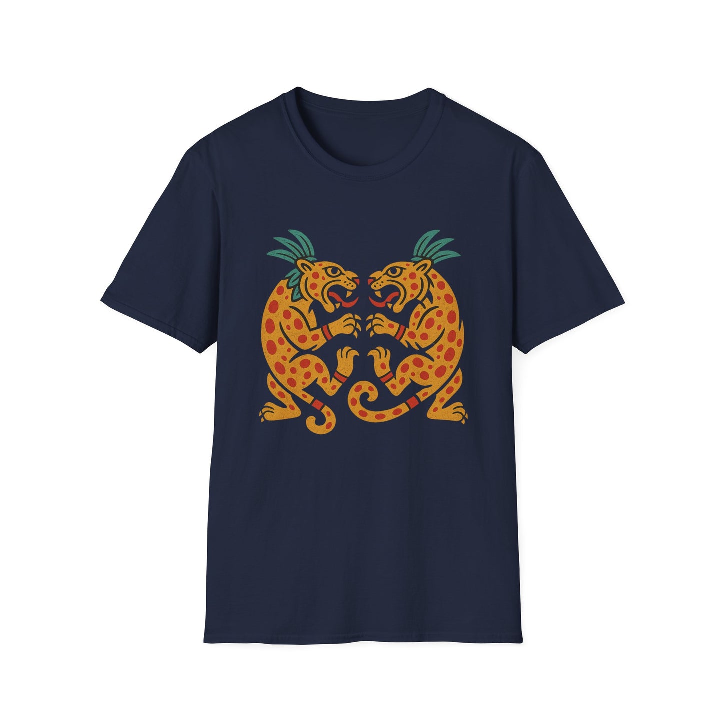 Vibrant Aztec Jaguars Spirit T-Shirt - Bohemian Style Tee, Unisex Graphic Tee, Casual Wear, Gift for Nature Lovers, Festival Outfit