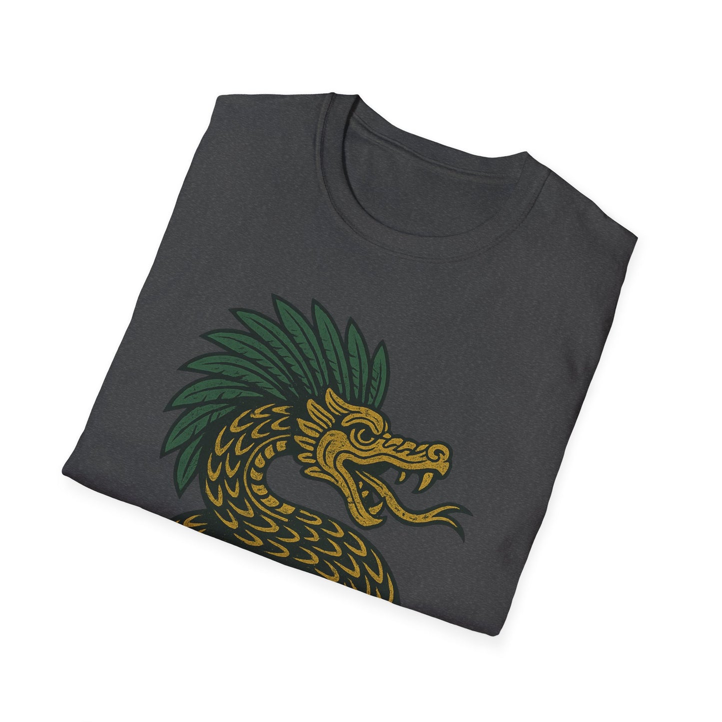 Kukulkan Inspired Unisex Softstyle T-Shirt, Vintage Dragon Tee, Gift for Mythology Lovers, Unique Summer Shirt, Aztec Style Apparel