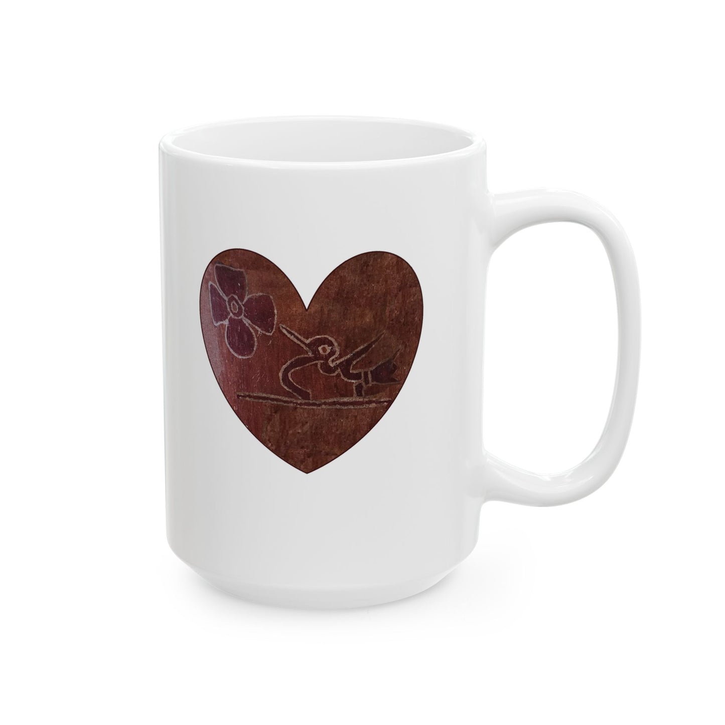 Ceramic Mug - Aztec Colobri Teotihuacan con Flor, Hummingbird Design