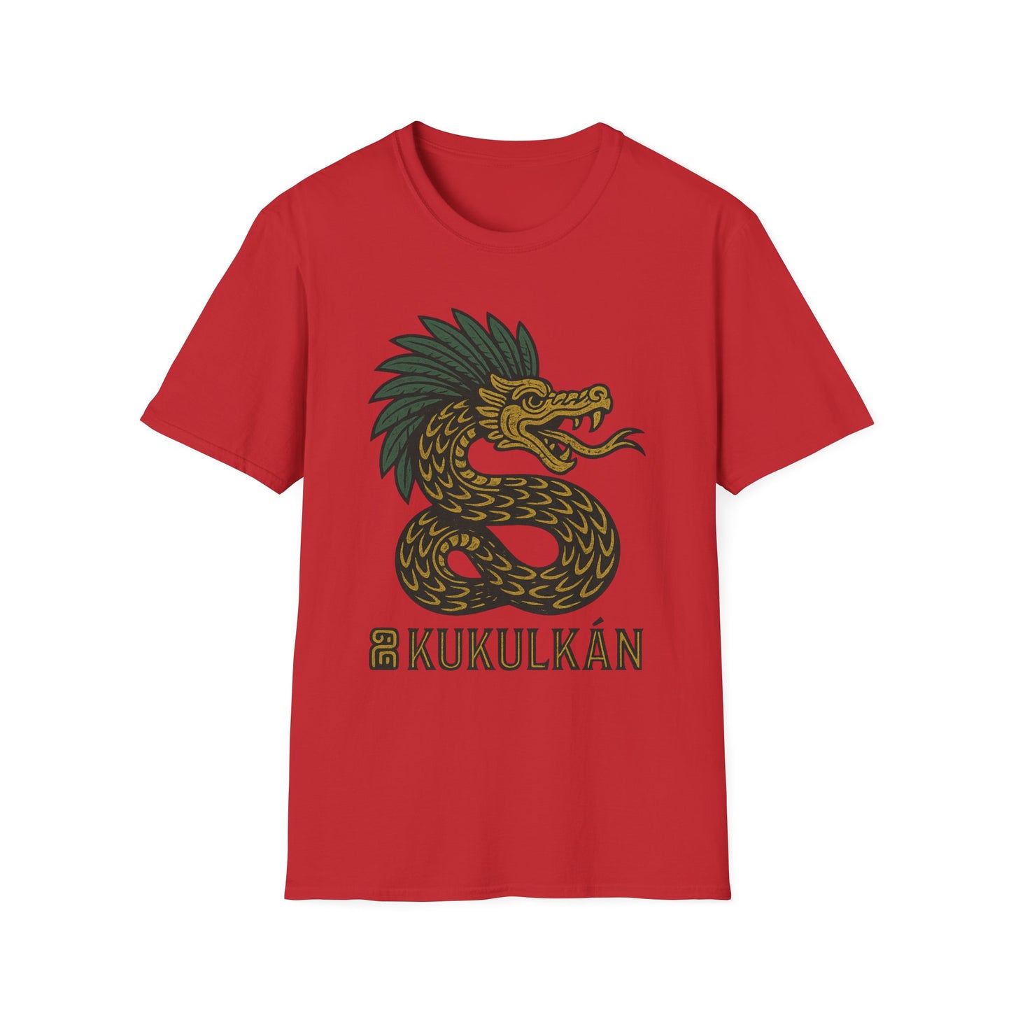 Kukulkan Inspired Unisex Softstyle T-Shirt, Vintage Dragon Tee, Gift for Mythology Lovers, Unique Summer Shirt, Aztec Style Apparel