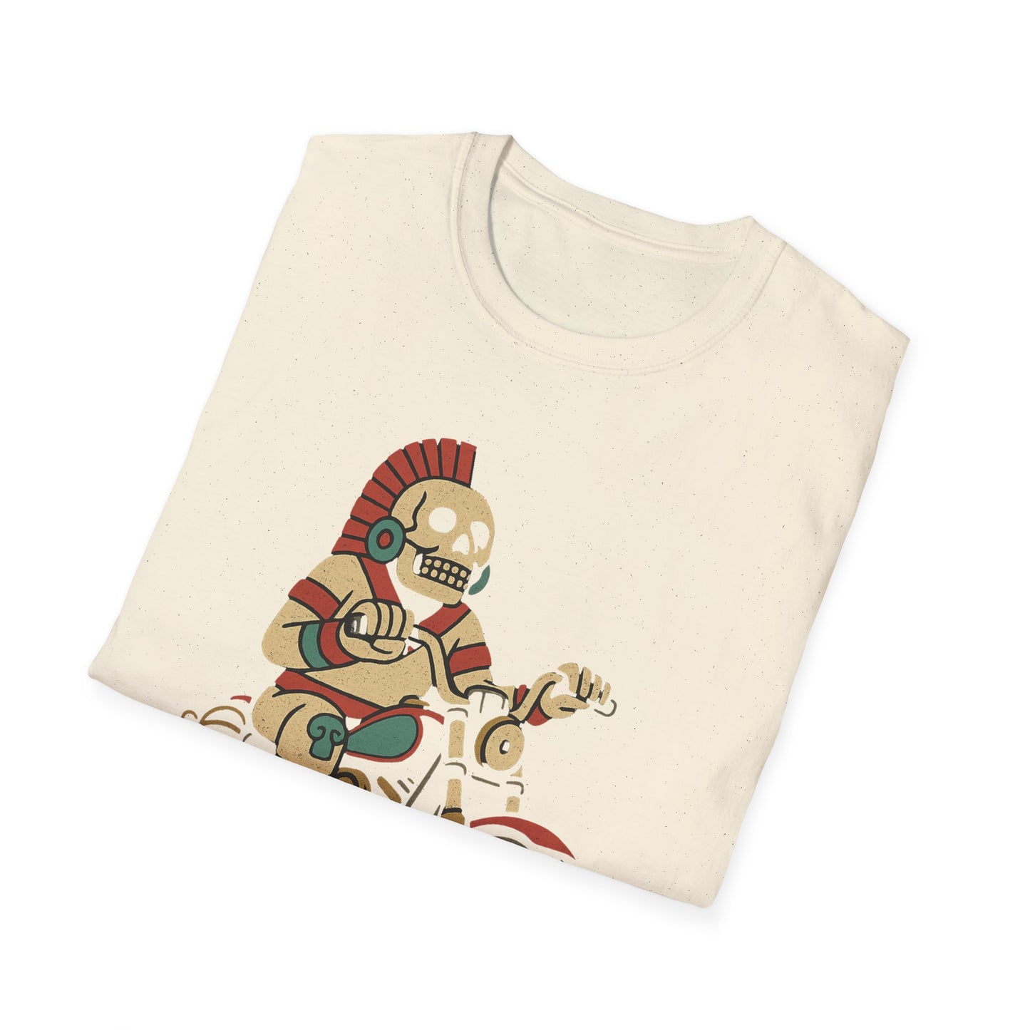 Aztec Ghost Biker Graphic Tee, Unisex Softstyle T-Shirt, Casual Wear, Bike Enthusiast Gift, Unique Summer T-Shirt, Fun Outdoor Apparel