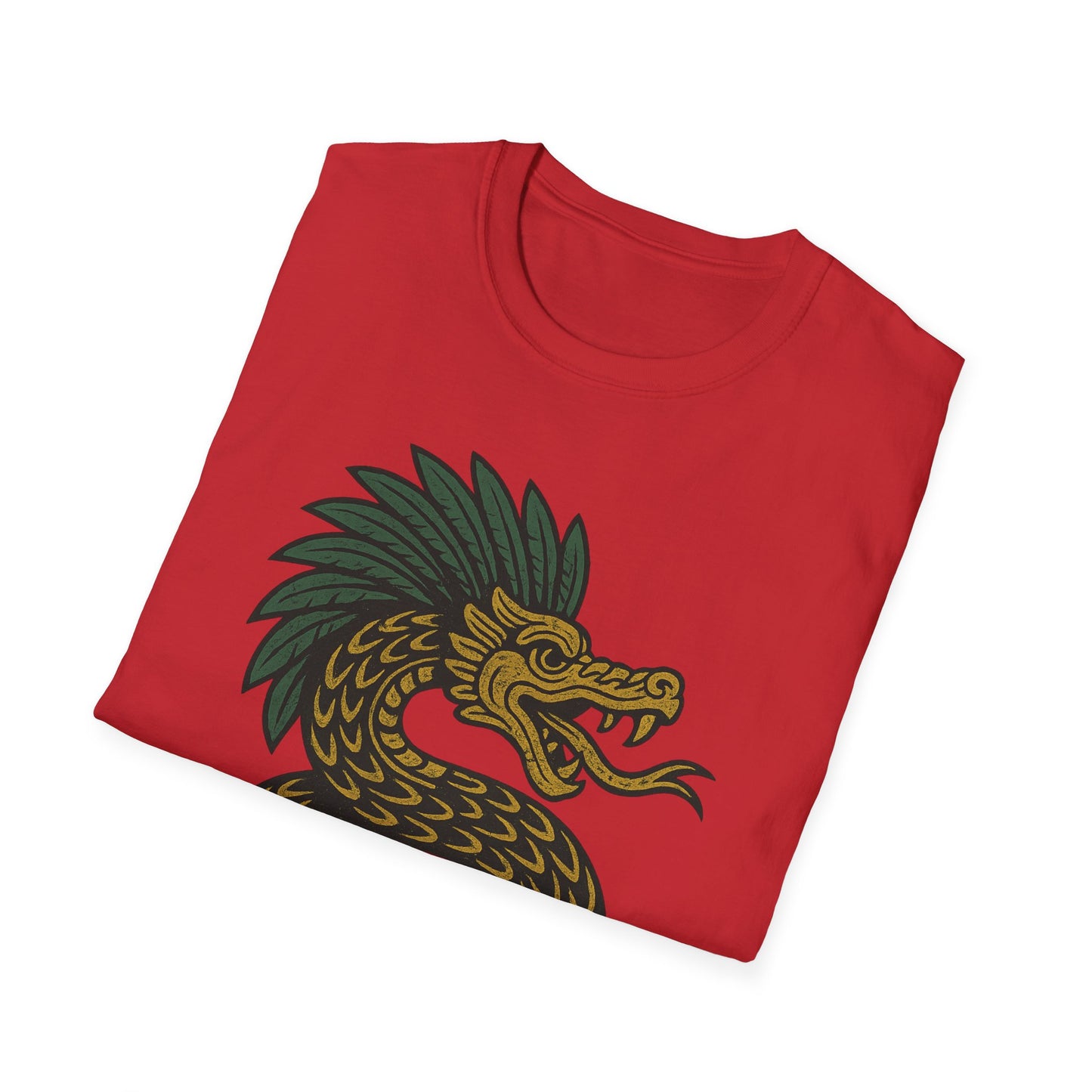 Kukulkan Inspired Unisex Softstyle T-Shirt, Vintage Dragon Tee, Gift for Mythology Lovers, Unique Summer Shirt, Aztec Style Apparel
