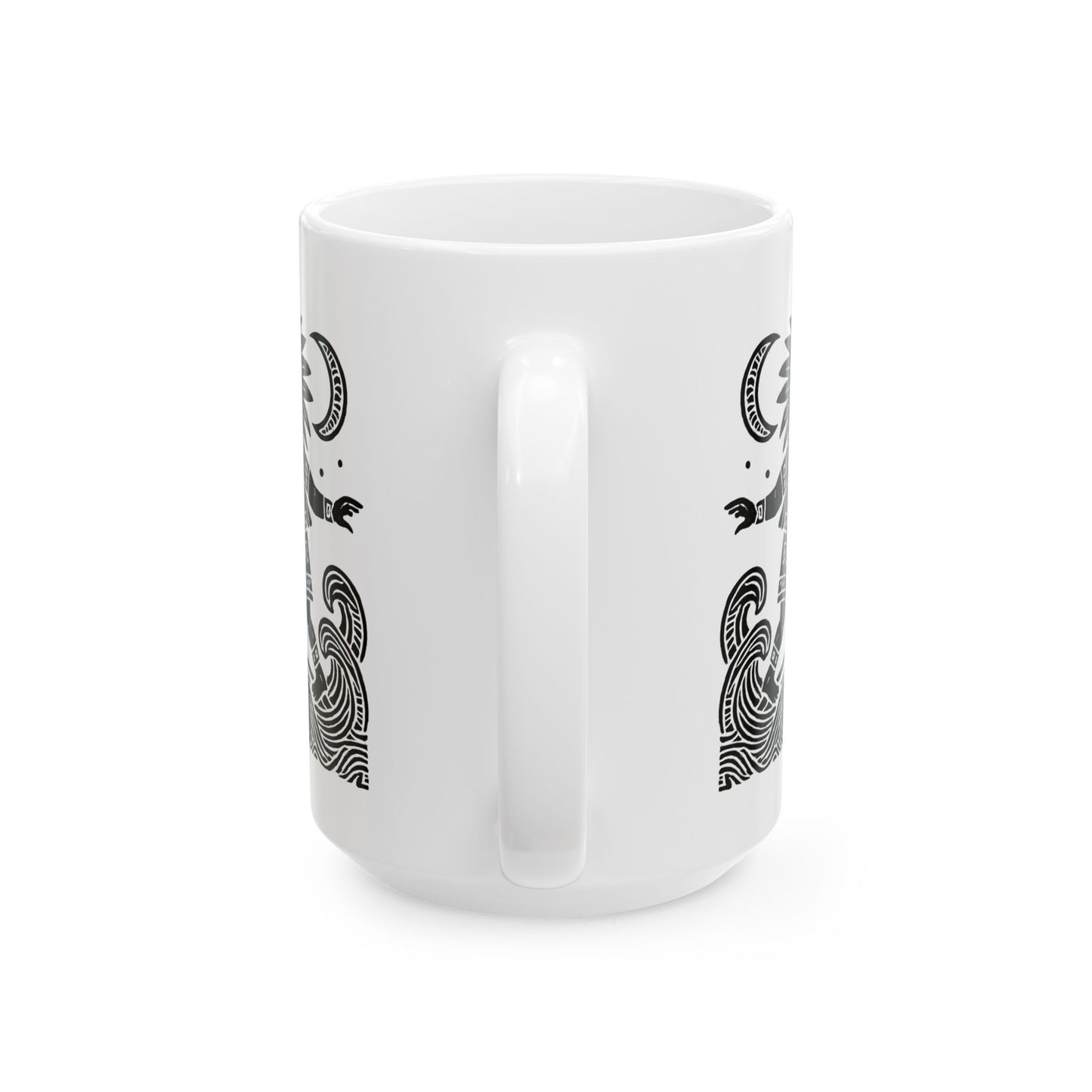 Surfing Aztec God-Inspired Ceramic Mug | Beach Lover Gift | Ocean Decor | Coffee Cup | Unique Art Print | Perfect for Summer Vibes