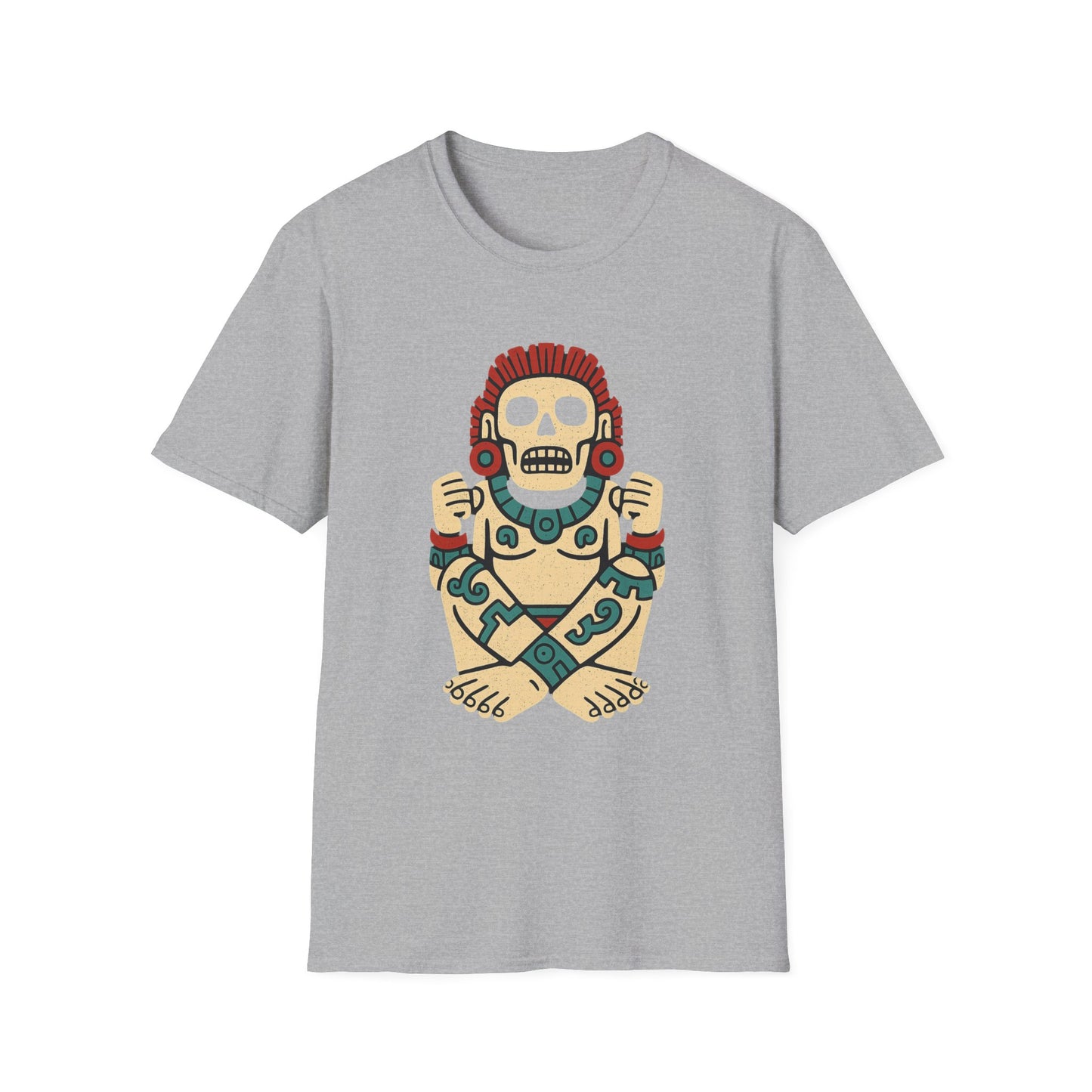 Aztec-Inspired Skull T-Shirt, Cool Graphic Tee, Unisex Apparel, Festival Fashion, Unique Gift, Casual Outfit