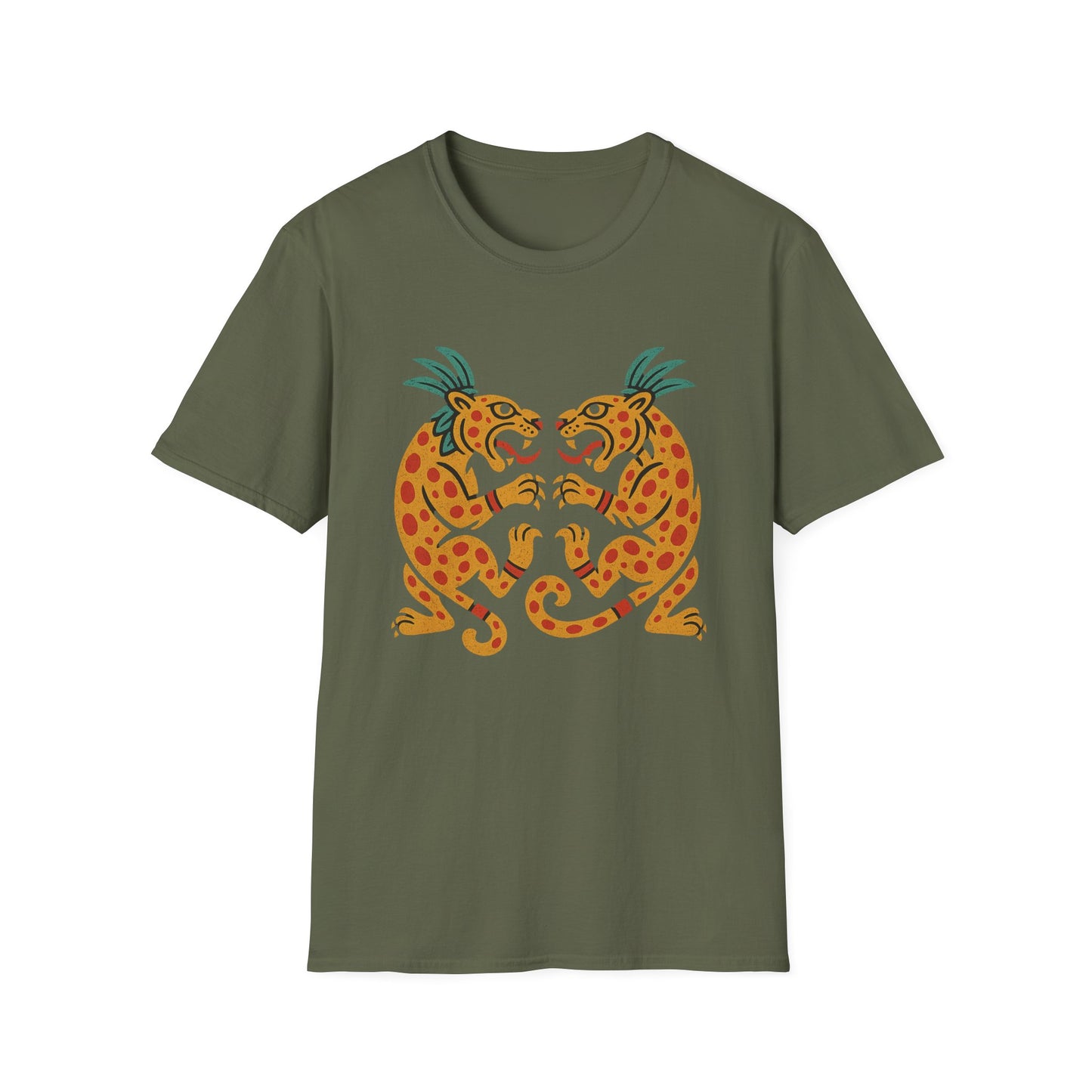 Vibrant Aztec Jaguars Spirit T-Shirt - Bohemian Style Tee, Unisex Graphic Tee, Casual Wear, Gift for Nature Lovers, Festival Outfit