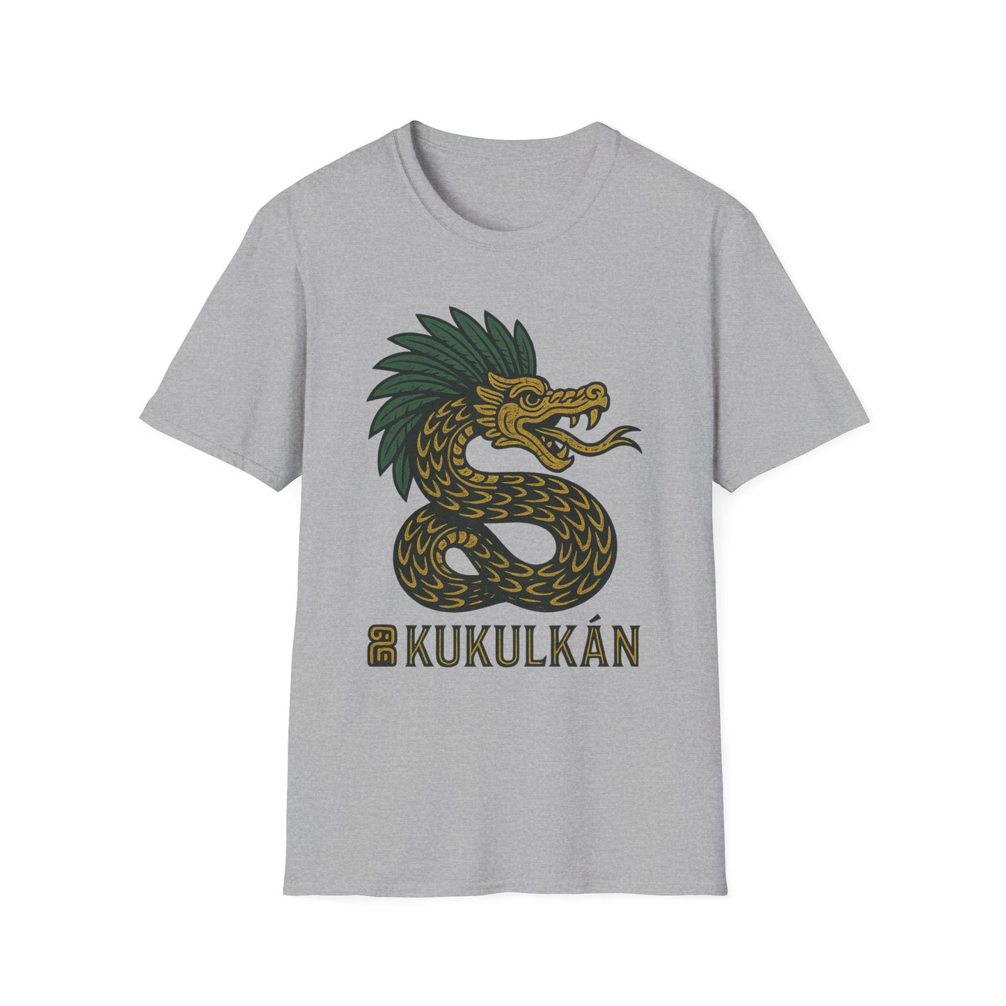 Kukulkan Inspired Unisex Softstyle T-Shirt, Vintage Dragon Tee, Gift for Mythology Lovers, Unique Summer Shirt, Aztec Style Apparel