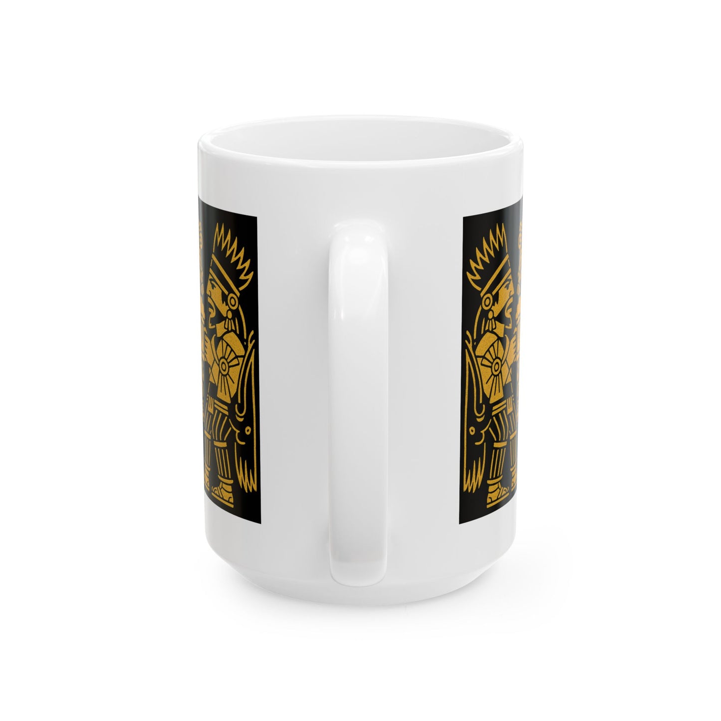 Ceramic Mug with Aztec Warriors and Dragon Design, Unique Coffee Cup, Fun Gift for Collectors, Home Decor, Celebration Mug