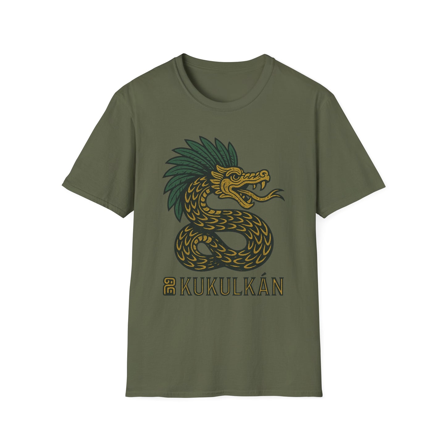Kukulkan Inspired Unisex Softstyle T-Shirt, Vintage Dragon Tee, Gift for Mythology Lovers, Unique Summer Shirt, Aztec Style Apparel