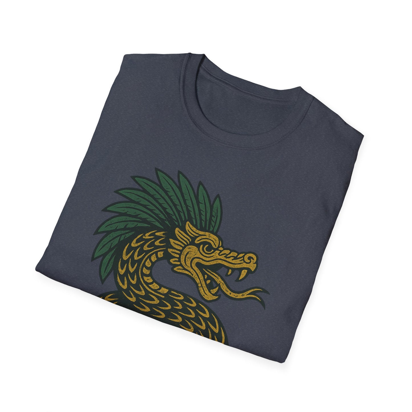 Kukulkan Inspired Unisex Softstyle T-Shirt, Vintage Dragon Tee, Gift for Mythology Lovers, Unique Summer Shirt, Aztec Style Apparel