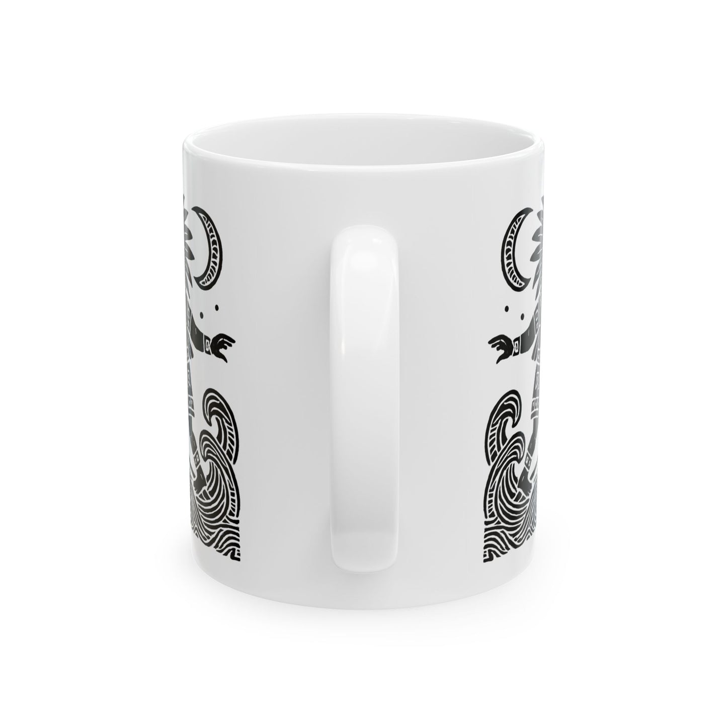 Surfing Aztec God-Inspired Ceramic Mug | Beach Lover Gift | Ocean Decor | Coffee Cup | Unique Art Print | Perfect for Summer Vibes
