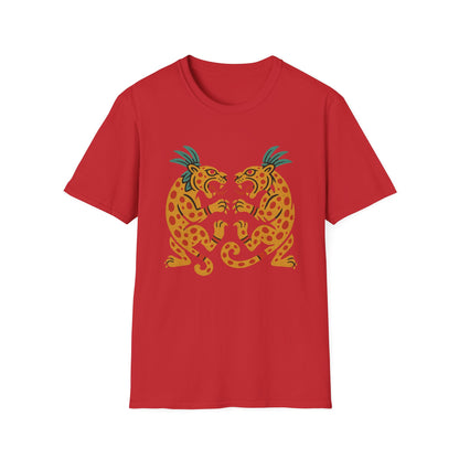 Vibrant Aztec Jaguars Spirit T-Shirt - Bohemian Style Tee, Unisex Graphic Tee, Casual Wear, Gift for Nature Lovers, Festival Outfit
