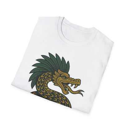 Kukulkan Inspired Unisex Softstyle T-Shirt, Vintage Dragon Tee, Gift for Mythology Lovers, Unique Summer Shirt, Aztec Style Apparel