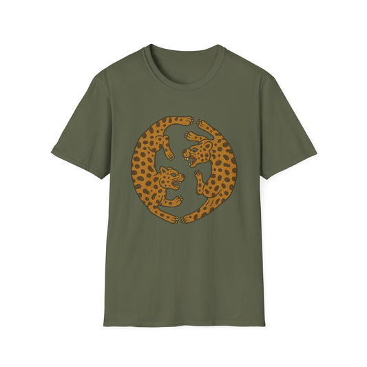 Two Jaguar Print T-Shirt, Unisex Ally Wear, Animal Lover Gift, Fun Casual Tee, Wildlife Art Shirt, Eco-Friendly Fashion