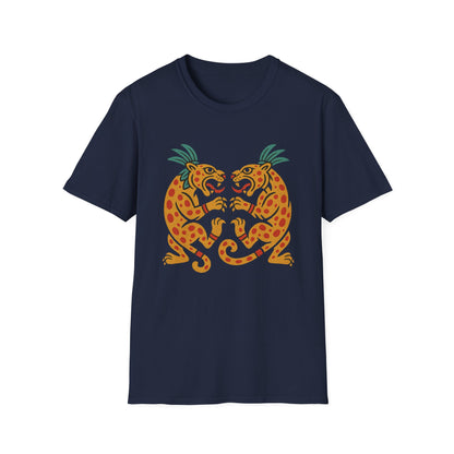 Vibrant Aztec Jaguars Spirit T-Shirt - Bohemian Style Tee, Unisex Graphic Tee, Casual Wear, Gift for Nature Lovers, Festival Outfit