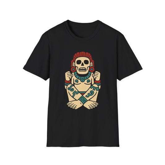 Aztec-Inspired Skull T-Shirt, Cool Graphic Tee, Unisex Apparel, Festival Fashion, Unique Gift, Casual Outfit