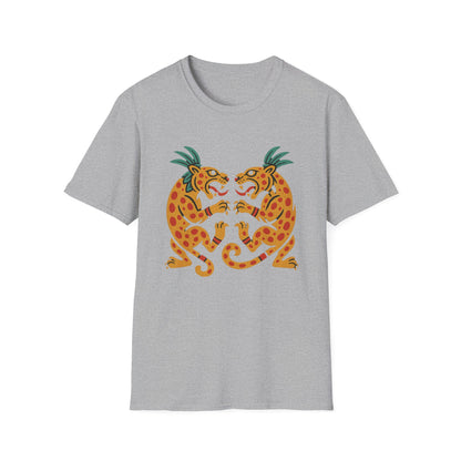 Vibrant Aztec Jaguars Spirit T-Shirt - Bohemian Style Tee, Unisex Graphic Tee, Casual Wear, Gift for Nature Lovers, Festival Outfit