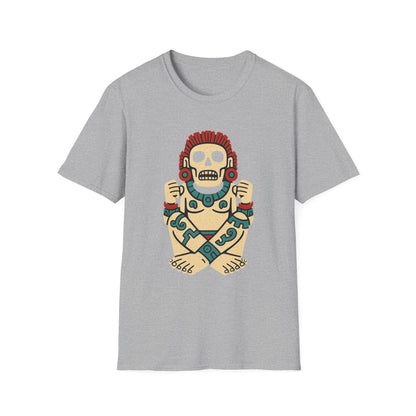 Aztec-Inspired Skull T-Shirt, Cool Graphic Tee, Unisex Apparel, Festival Fashion, Unique Gift, Casual Outfit