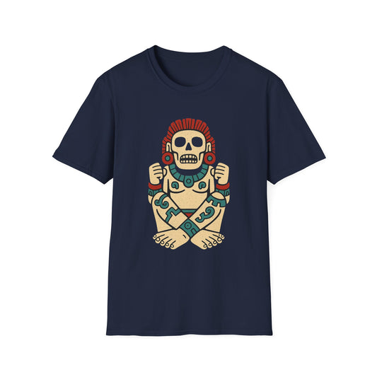 Aztec-Inspired Skull T-Shirt, Cool Graphic Tee, Unisex Apparel, Festival Fashion, Unique Gift, Casual Outfit