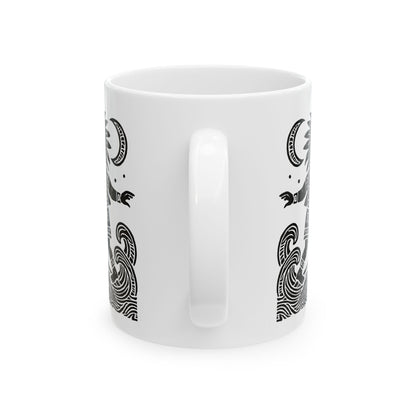 Surfing Aztec God-Inspired Ceramic Mug | Beach Lover Gift | Ocean Decor | Coffee Cup | Unique Art Print | Perfect for Summer Vibes