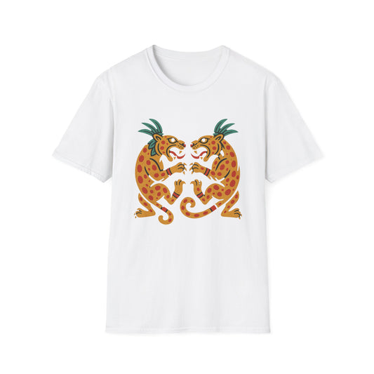 Vibrant Aztec Jaguars Spirit T-Shirt - Bohemian Style Tee, Unisex Graphic Tee, Casual Wear, Gift for Nature Lovers, Festival Outfit
