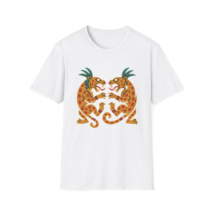 Vibrant Aztec Jaguars Spirit T-Shirt - Bohemian Style Tee, Unisex Graphic Tee, Casual Wear, Gift for Nature Lovers, Festival Outfit